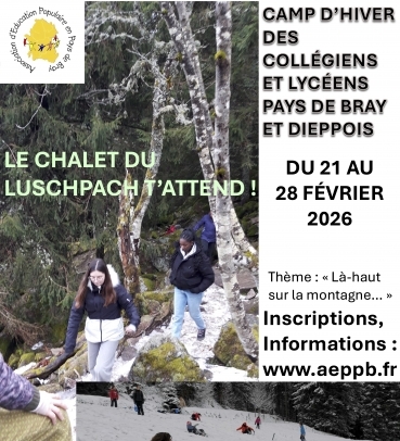 Camp d'hiver pour les coll&eacute;giens et les lyc&eacute;ens du pays de Bray et Dieppois 2026